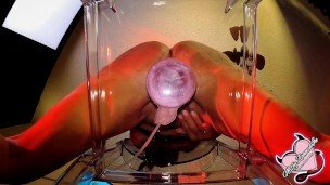 Sexy MILF PAWG creams all over a dildo sitting on a clear chair. Very Messy & Loud.