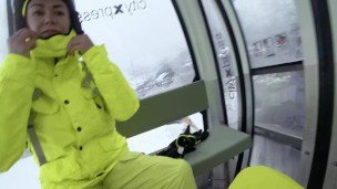 4K Public cumshot on mouth in ski lift Part 2