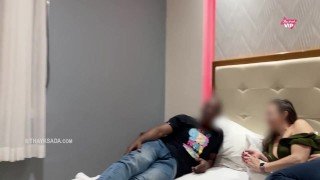 Thay Ksada esposa loira e branquinha fodendo muito com negão BBC na frente do marido corno