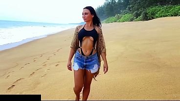 Busty, Naked Stranger on the Beach; a Voyeur Spies on her and then Fucks hard